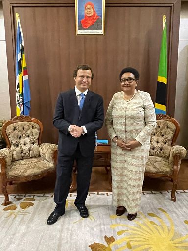 Amb. Marco Lombardi e il ministro degli Esteri della Tanzania, prof. Stergomena Tax