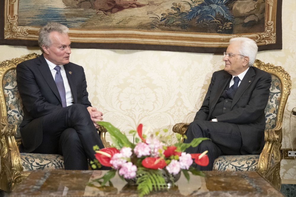 Il presidente Sergio Mattarella con il presidente della Repubblica di Lituania, Gitanas Nausėda