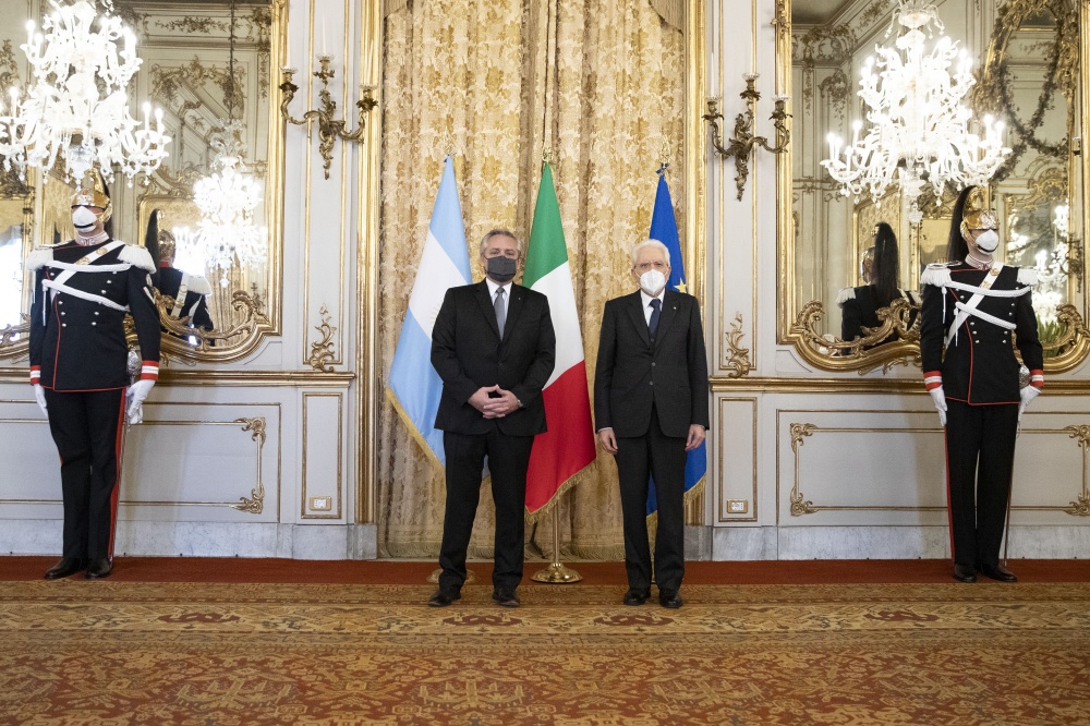 Il presidente Sergio Mattarella con Alberto Ángel Fernández, presidente della Repubblica Argentina