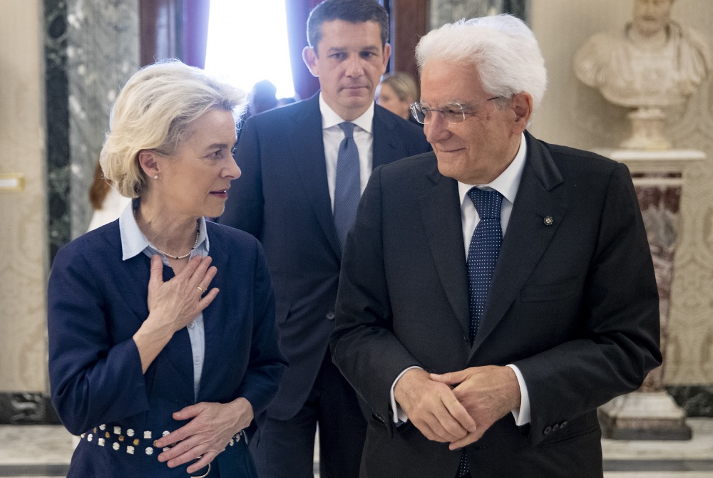 Presidente Sergio Mattarella con Ursula von der Leyen, presidente della Commissione Europea