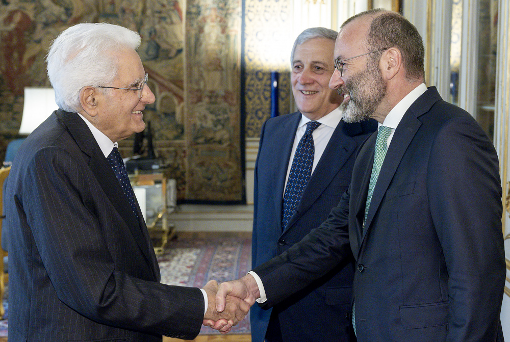 Presidente Mattarella accoglie Manfred Weber, presidente del PPE con Antonio Tajani