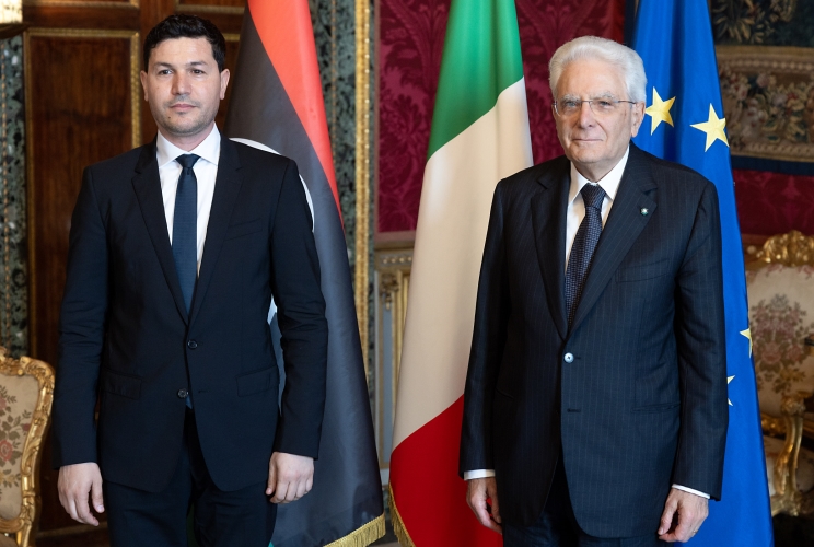 Sergio Mattarella con Muhannad Saeed Ahmed Younes, nuovo ambasciatore della Libia