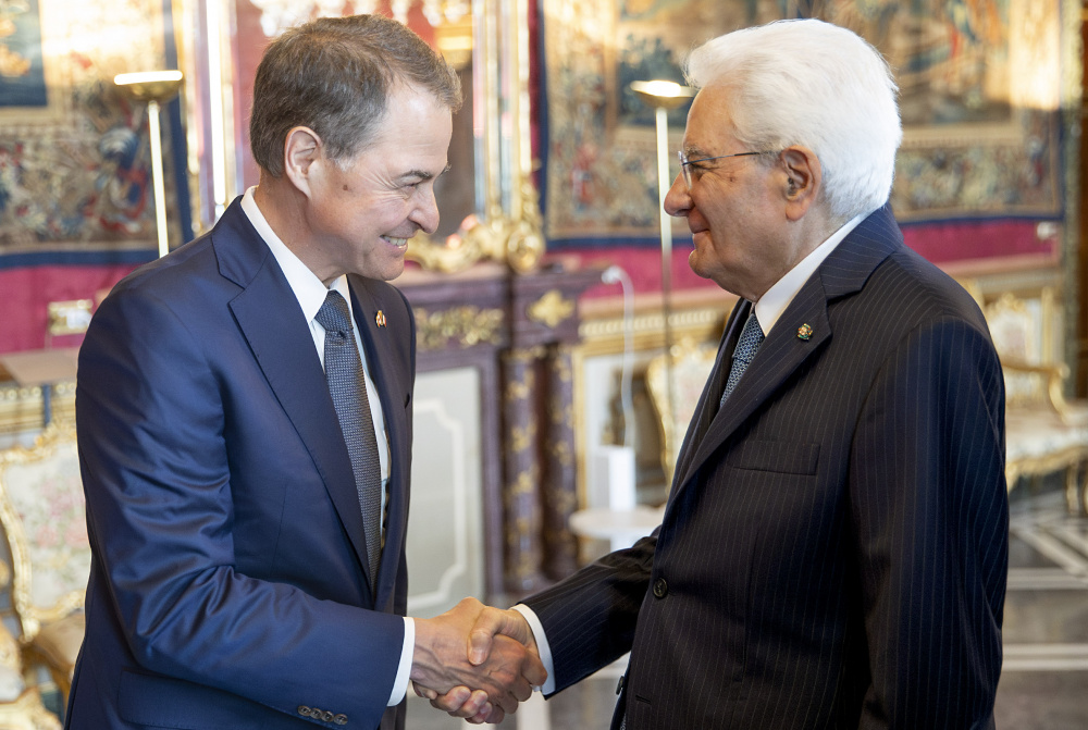 Sergio Mattarella accoglie l'on. Anthony Rota, Speaker della Camera dei Comuni del Canada