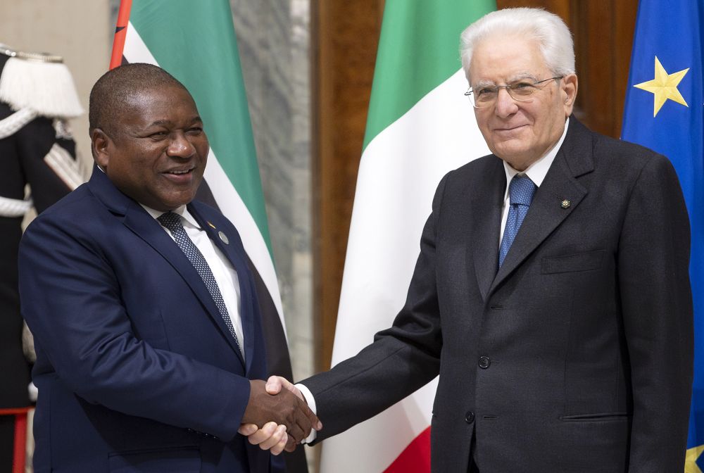 Presidente Sergio Mattarella con Filipe Nyusi, presidente del Mozambico