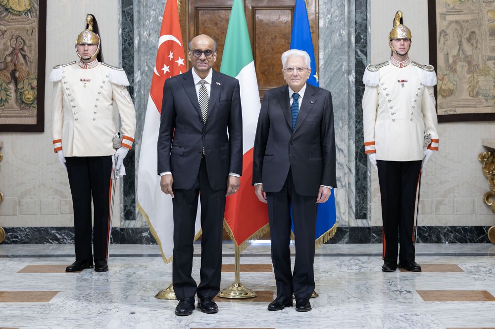 Presidente Sergio Mattarella con Tharman Shanmugaratnam, presidente della Repubblica di Singapore, in visita ufficiale