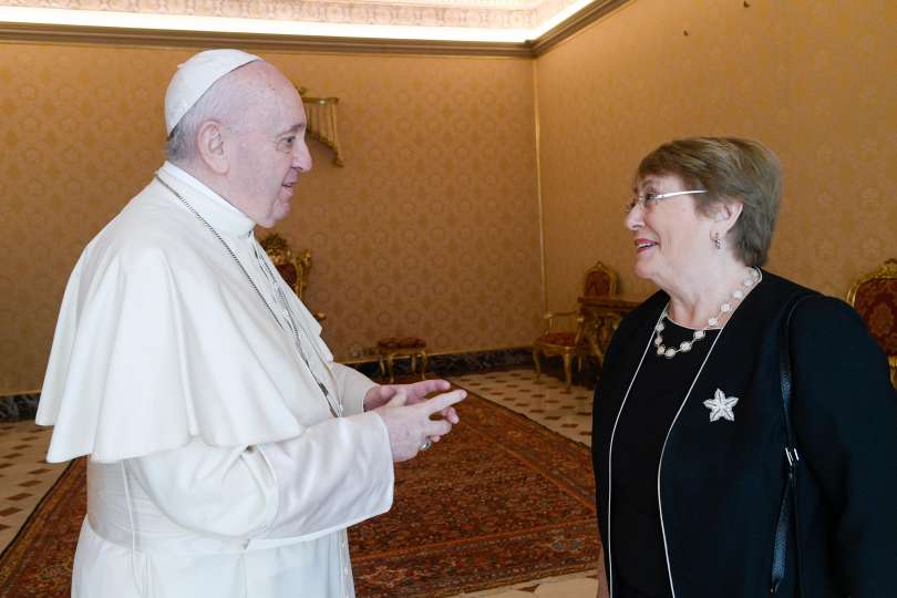 Papa Francesco e l'Alto Commissario ONU per i Diritti Umani Bachelet, Foto: Vatican Media / ACI Group