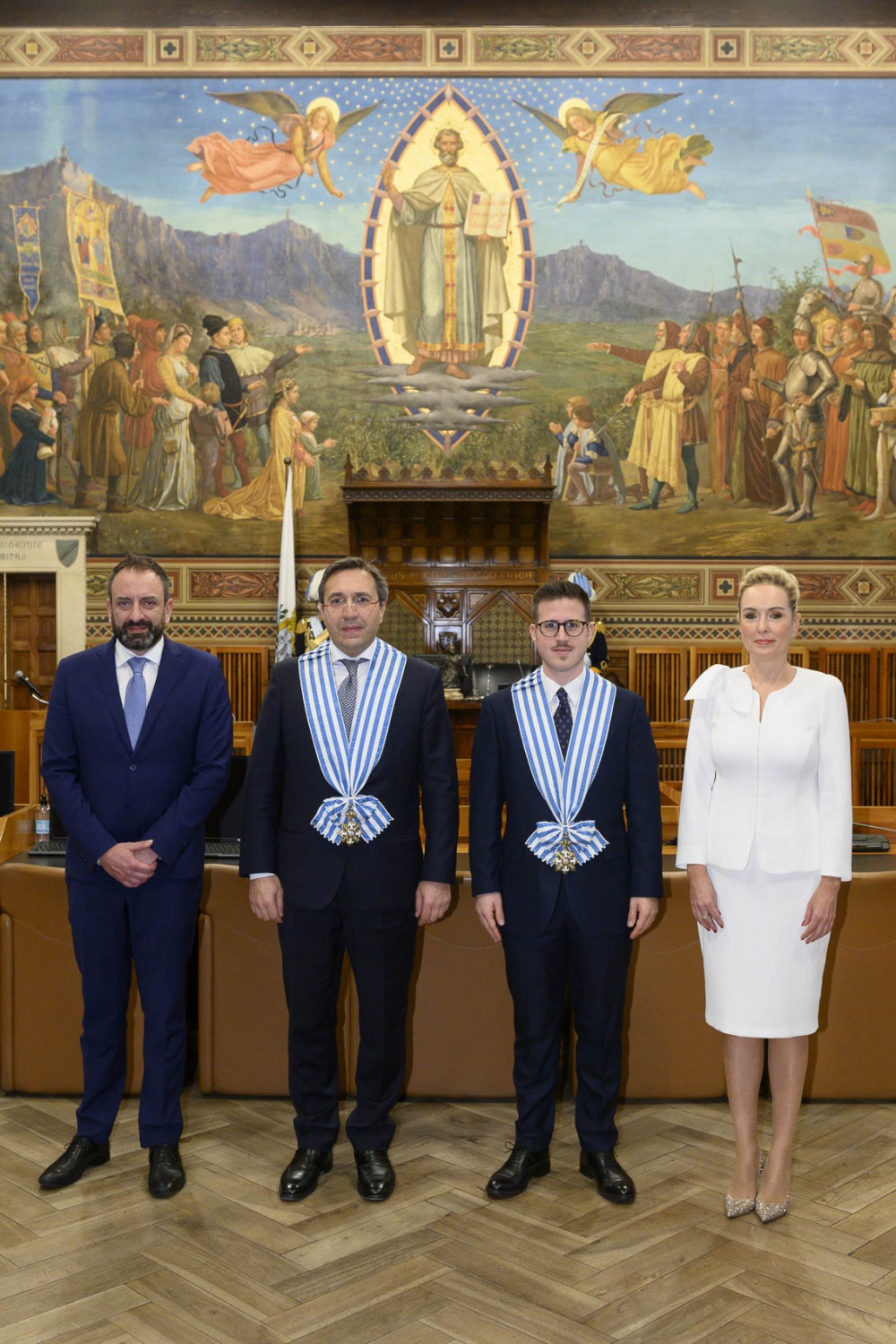 L'ambasciatore di Slovacchia con i Capitani Reggenti e il Segretario di Stato agli Esteri