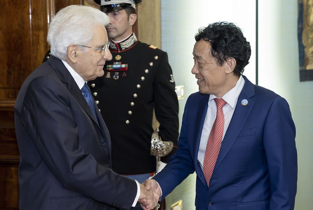 Presidente Sergio Mattarella con Qu Dongyu, direttore generale FAO
