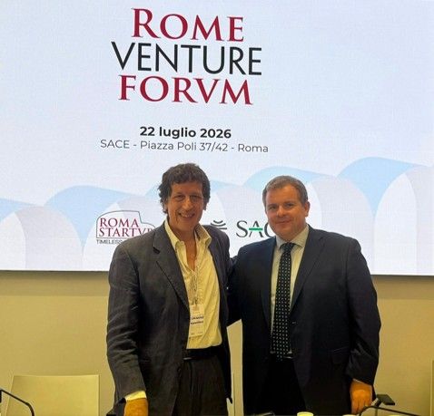 Gianmarco Carnovale, presidente di Roma Startup, e Francesco Salzano, head of Transformation and Innovation SACE