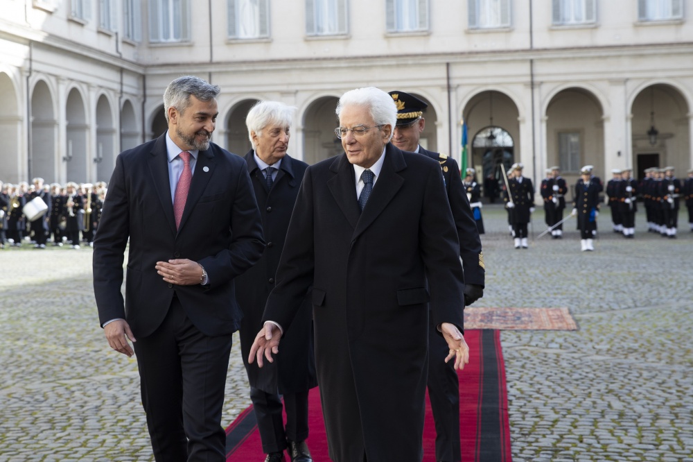 Il presidente della Repubblica Sergio Mattarella con Mario Abdo Benítez, presidente del Paraguay