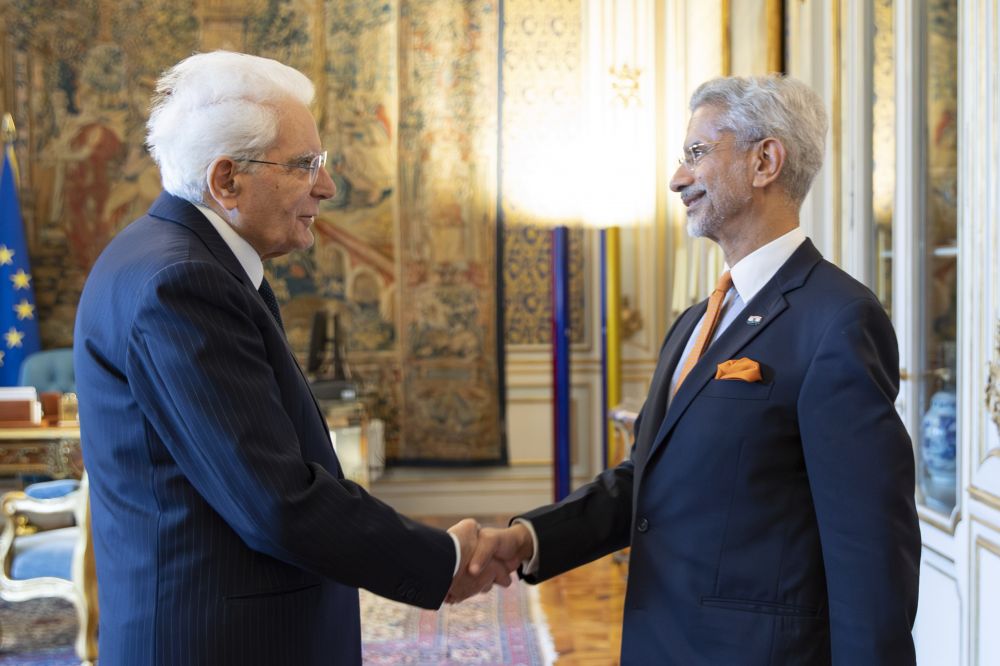 Il presidente Sergio Mattarella con Subrahmanyam Jaishankar, ministro degli Esteri dell’India