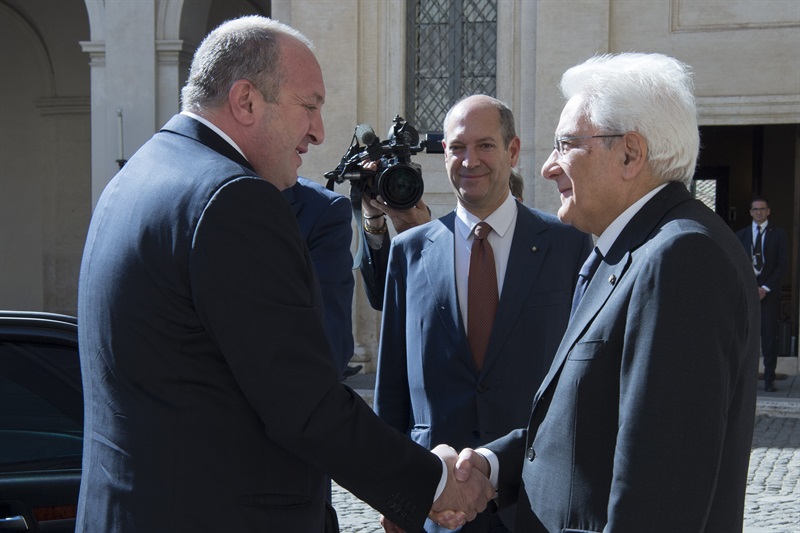 Il Presidente Sergio Mattarella accoglie il Presidente della Repubblica di Georgia, Giorgi Margvelashvili, al Quirinale in Visita Ufficiale