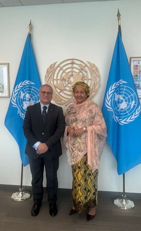 Amb. Giorgio Marrapodi con Amina Mohammed, vicesegretario generale ONU 