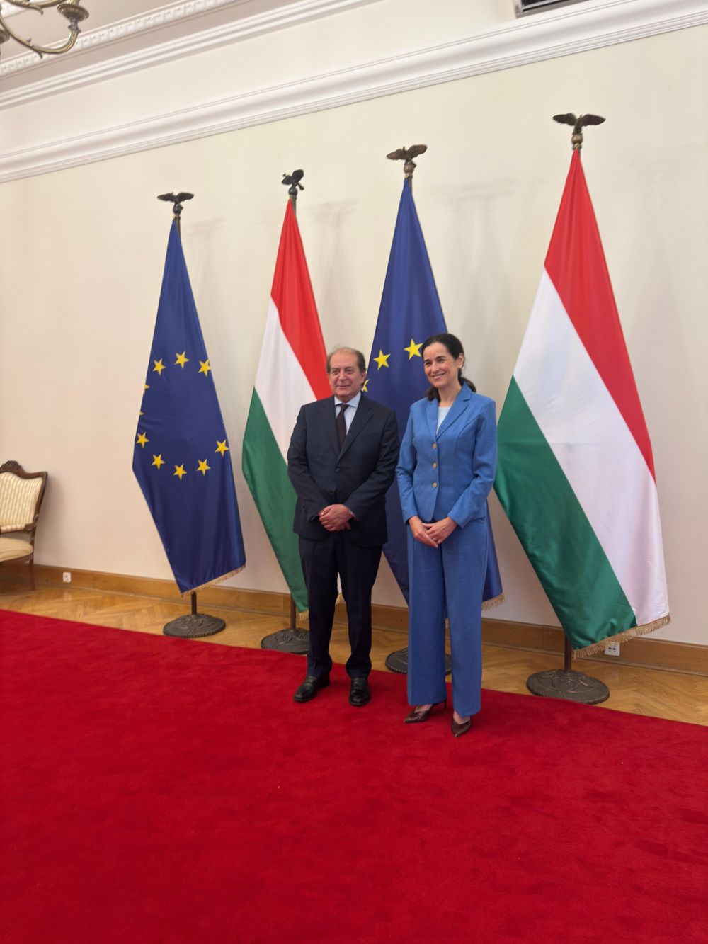 Il Segretario Generale InCE, Franco Dal Mas, con viceprimo ministro e ministro Affari Esteri, Anita Orb&aacute;n