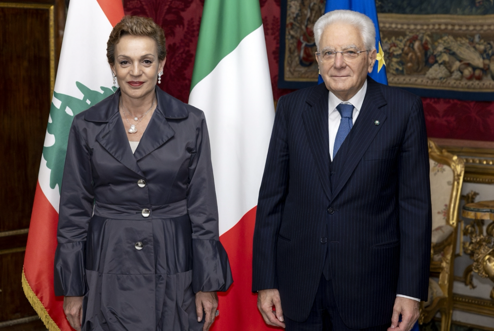 Mattarella con l'amb. Carla Jazzar, Repubblica Libanese