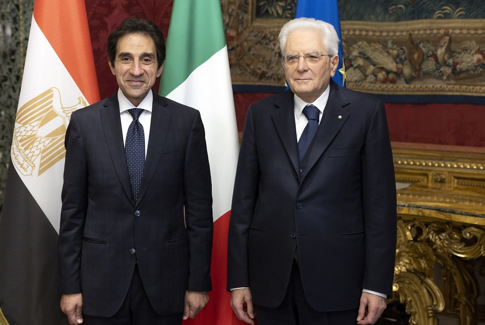 Mattarella con Bassam Essam Rady Abdelhamid Rady, Ambasciatore della Repubblica d’Egitto (foto Quirinale)