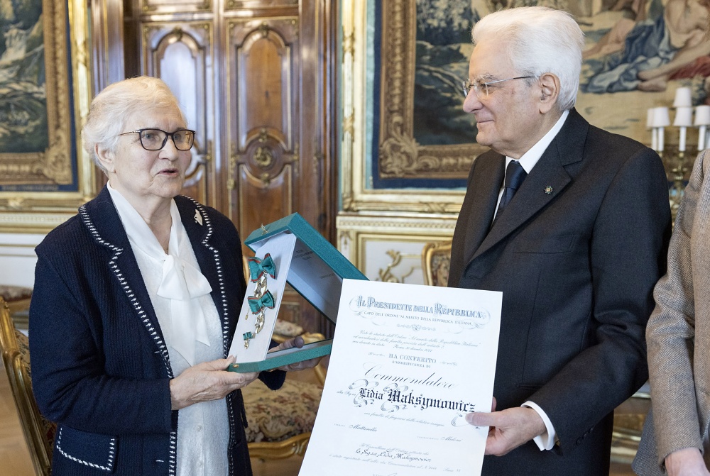 Mattarella consegna le insegne di Commendatore a Lidia Maksymowicz