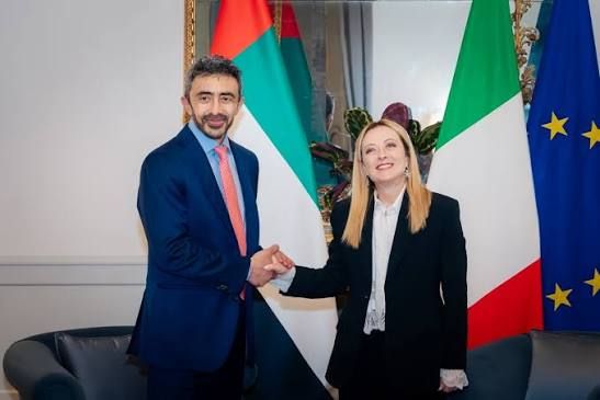 Giorgia Meloni e Sheikh Mohamed bin Zayed Al-Nahyan