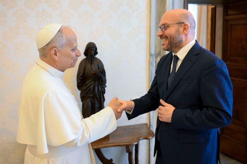 Papa Leone XIV con presidente Camera, Fontana - foto: Camera