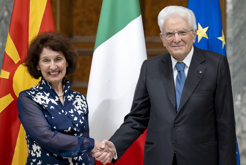 Presidente Sergio Mattarella con la presidente della Repubblica di Macedonia del Nord, Gordana Siljanovska Davkova
