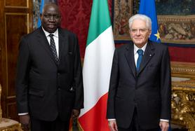 Presidente Sergio Mattarella con Dhanojak Obongo, nuovo Ambasciatore della Repubblica del Sud Sudan