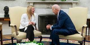 Presidente Giorgia Meloni e Joe Biden