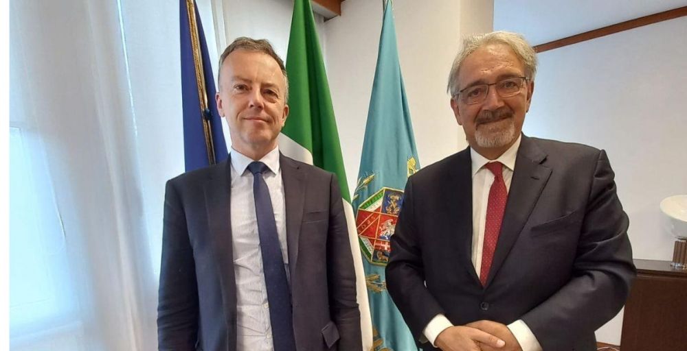 Il presidente del Lazio, Francesco Rocca, con l’ambasciatore francese Martin Briens