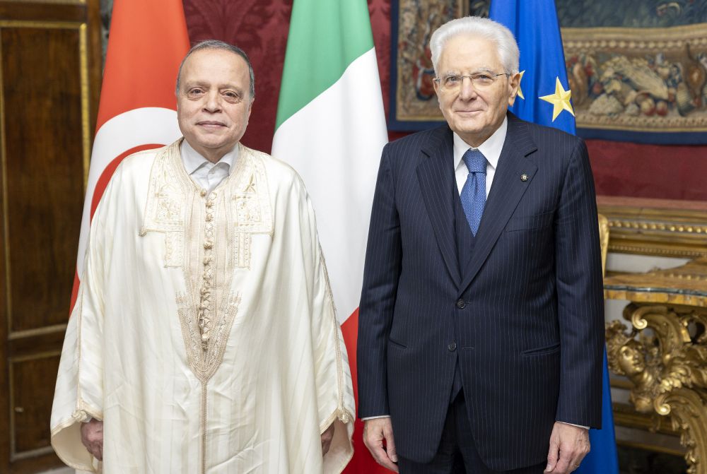 Sergio Mattarella con Mourad Bourelha, nuovo Ambasciatore della Repubblica Tunisina