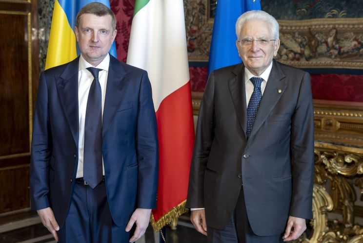 Presidente Mattarella con Ihor Brusylo, ambasciatore di Ucraina - foto: Quirinale