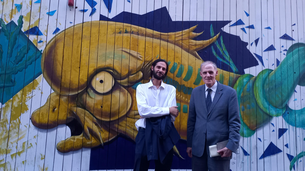 Christian Masset con l’artista Stefano Bove e con il curatore e artista Aristide Barraud - ©Claudia Rolando e Marta Ferro