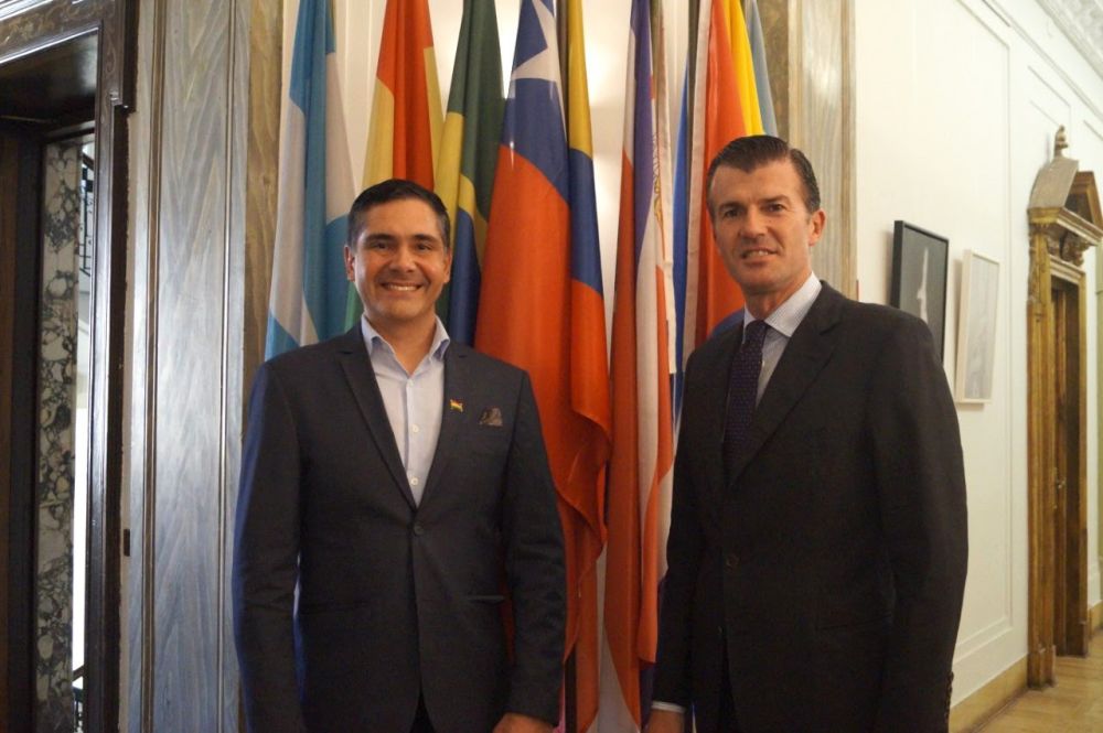 Il Ministro dello Sviluppo Produttivo, Rurale e dell&rsquo;Acqua della Bolivia, &Oacute;scar Mario Justiniano Pinto e il Segretario Generale dell&rsquo;IILA, Giorgio Silli