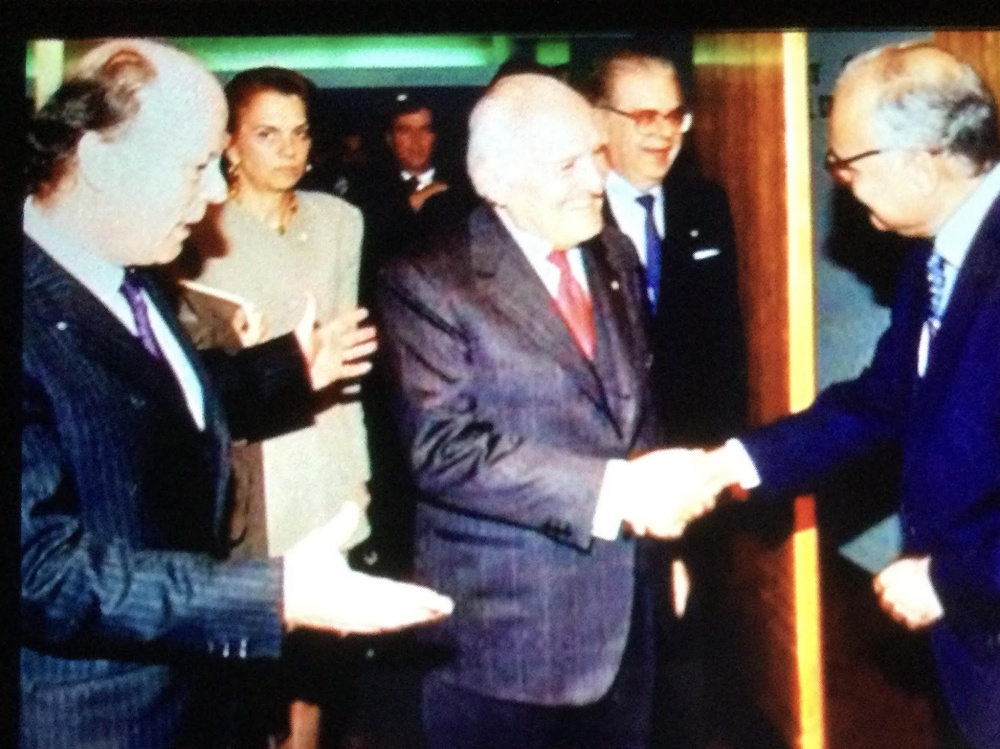 Ambasciatore Livio Muzi Falconi, presidente Oscar Luigi Scalfaro e ambasciatore Francesco Paolo Fulci